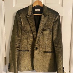 Saint Laurent Runway FW18 Gold Velvet Blazer